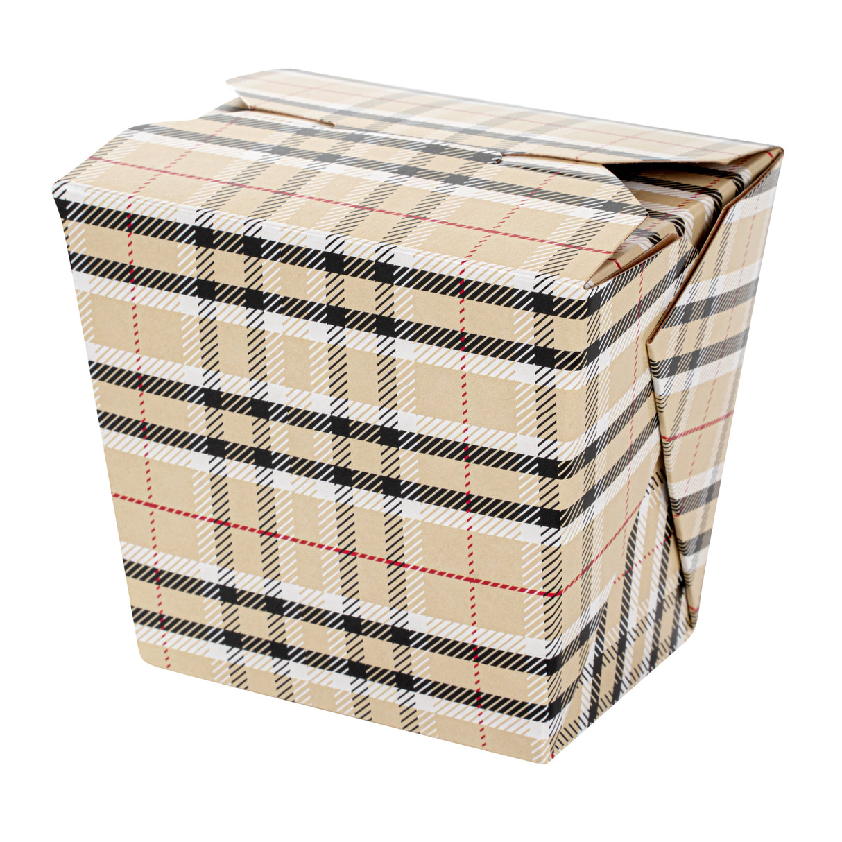 Containers, Noodle Take-Out, Bio Tek 16 Ounce, Paper, Plaid, Square,50 - 1 EACH