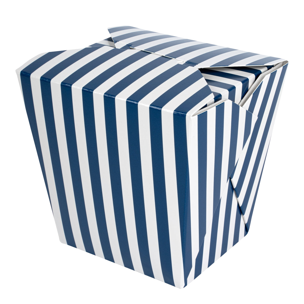 Containers, Noodle Take-Out, Bio Tek 26 Ounce, Paper, Blue & White Stripe, Square,50 - 1 EACH
