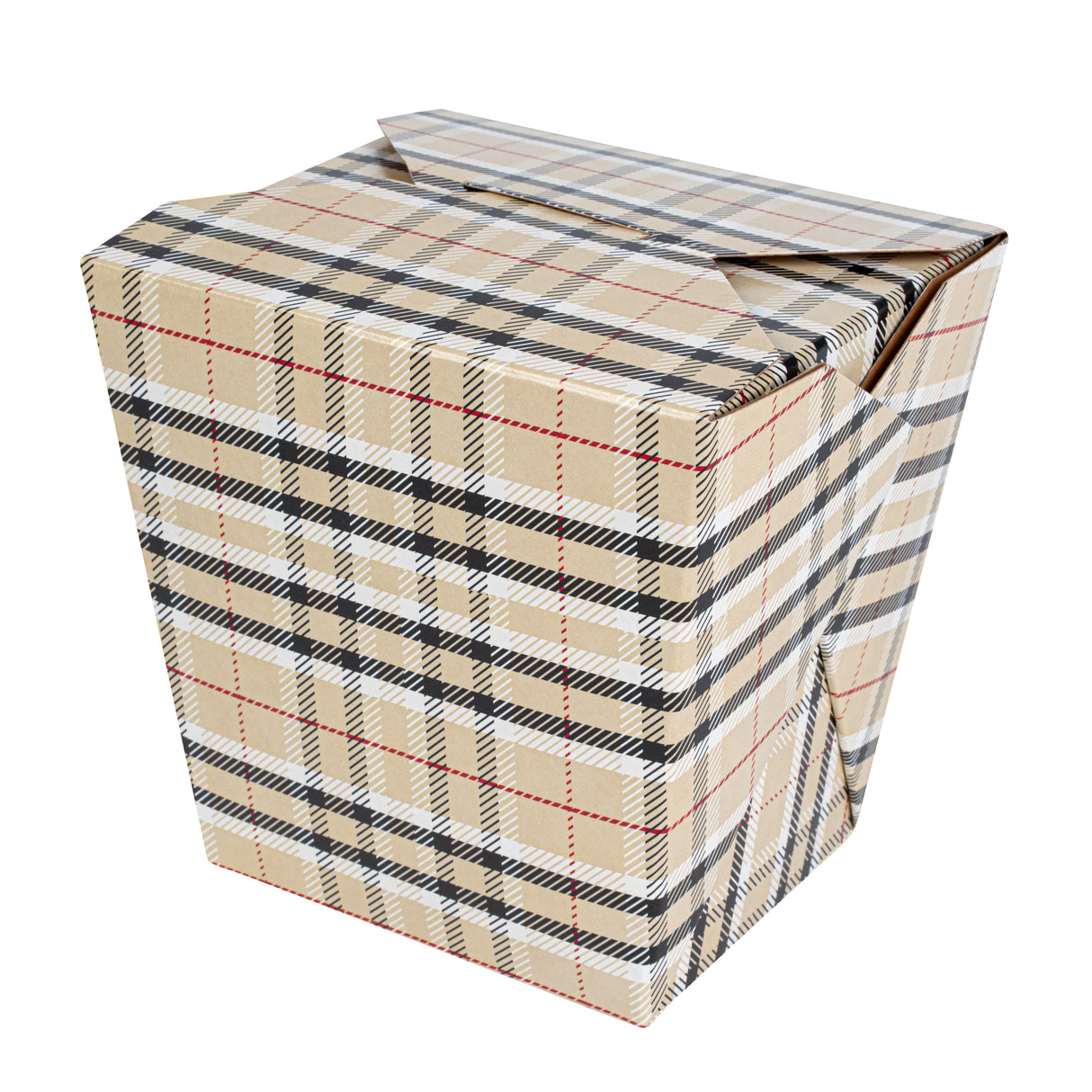 Containers, Noodle Take-Out, Bio Tek 26 Ounce, Paper, Plaid, Square,50 - 1 EACH