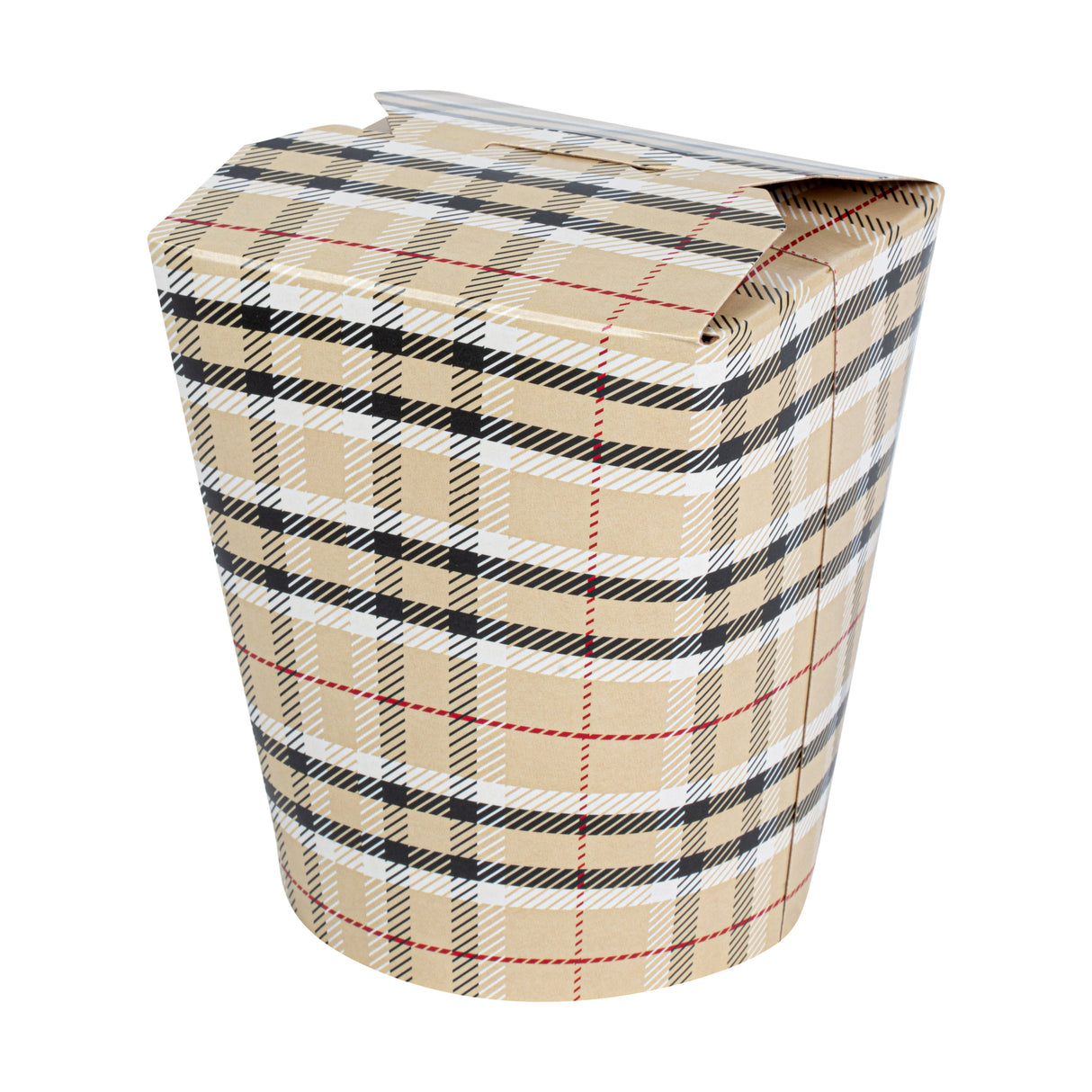 Containers, Noodle Take-Out, Bio Tek 16 Ounce, Paper, Plaid, Round,50 - 1 EACH