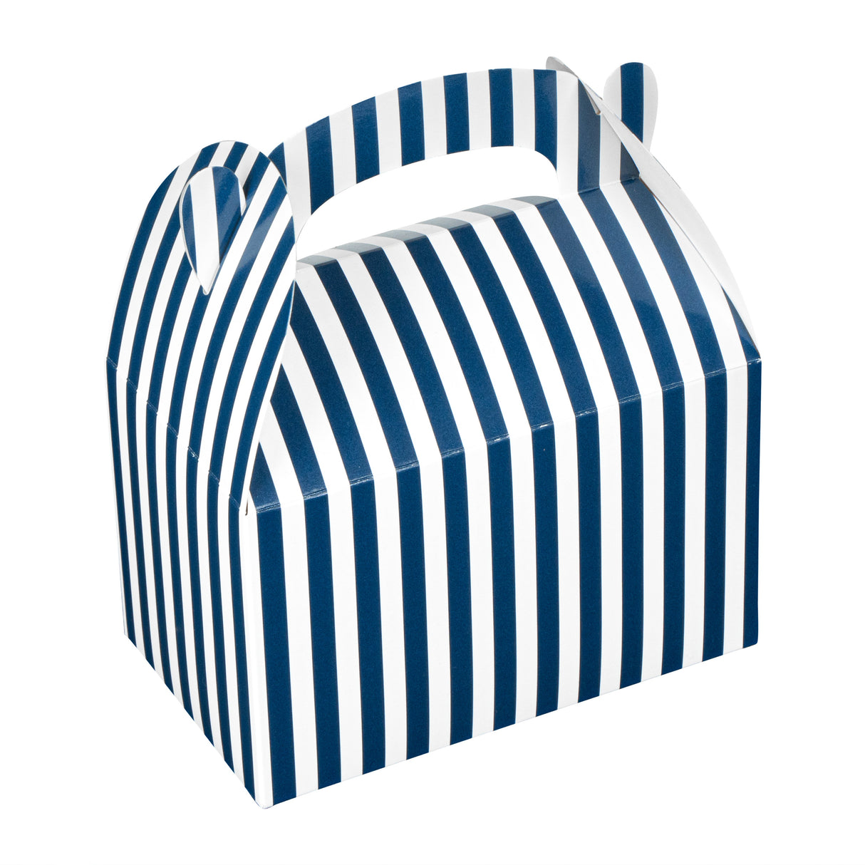 Boxes, Gable & Lunch, Bio Tek 6 x 3.50 x 3.50 Inch, Paper, Blue & White Stripe, Compostable,25 - 1 EACH