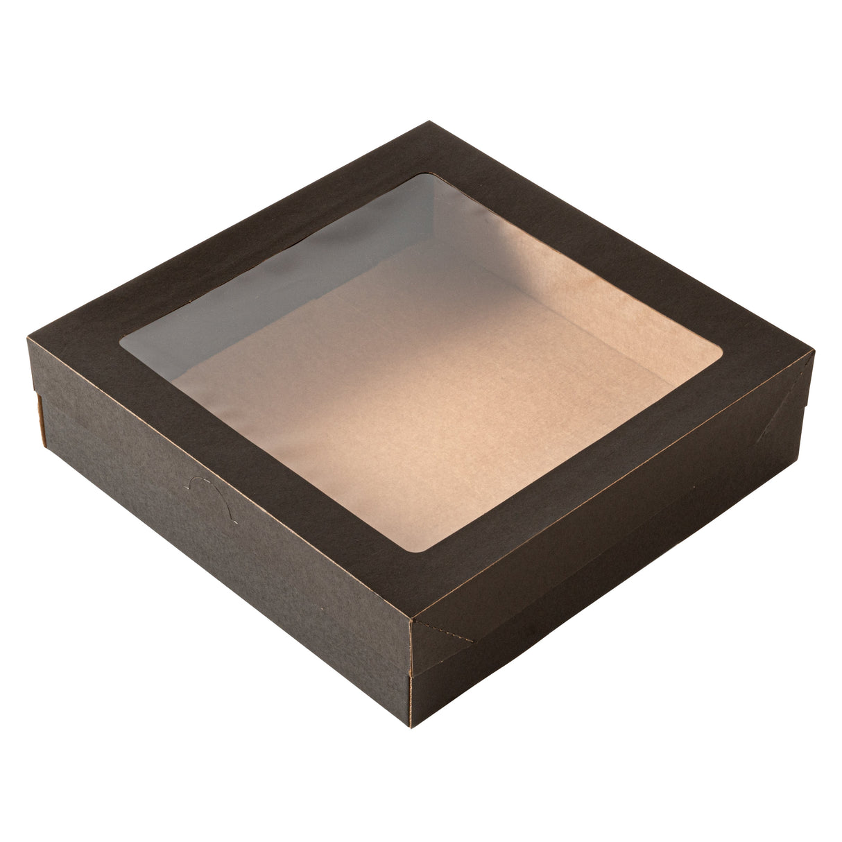Boxes, Catering, Cater Tek 9 x 9 x 2.25 Inch, Paper, Black, Rectangular, with Window Lid,10 - 1 EACH