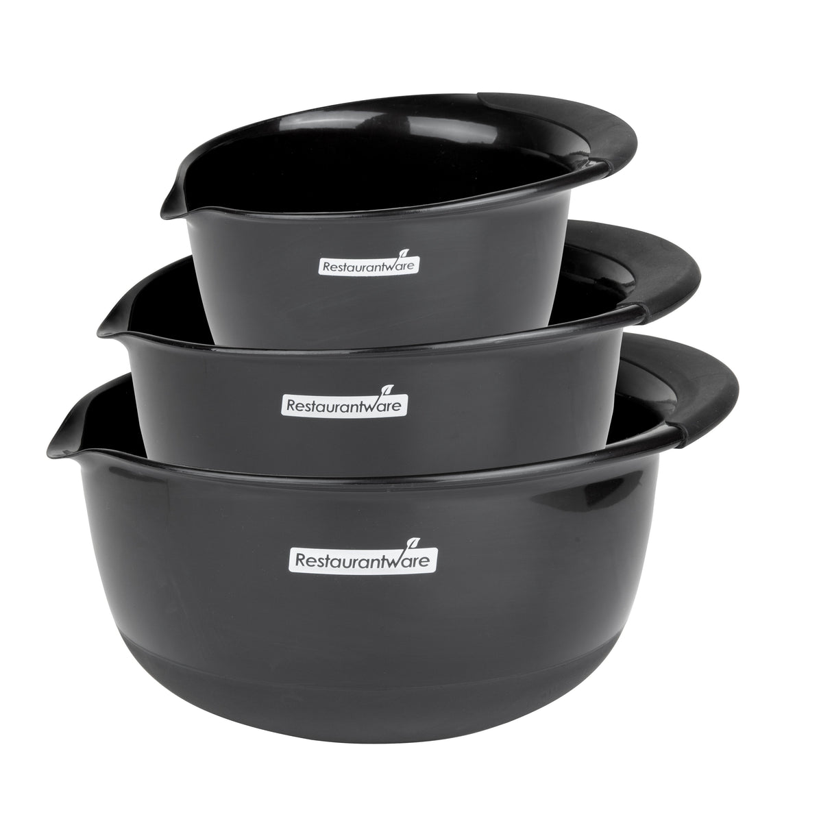 Bowl Set, Mixing, Comfy Grip 3-Piece, Black, Plastic, with Pour Spout,1 - 3 PIECE