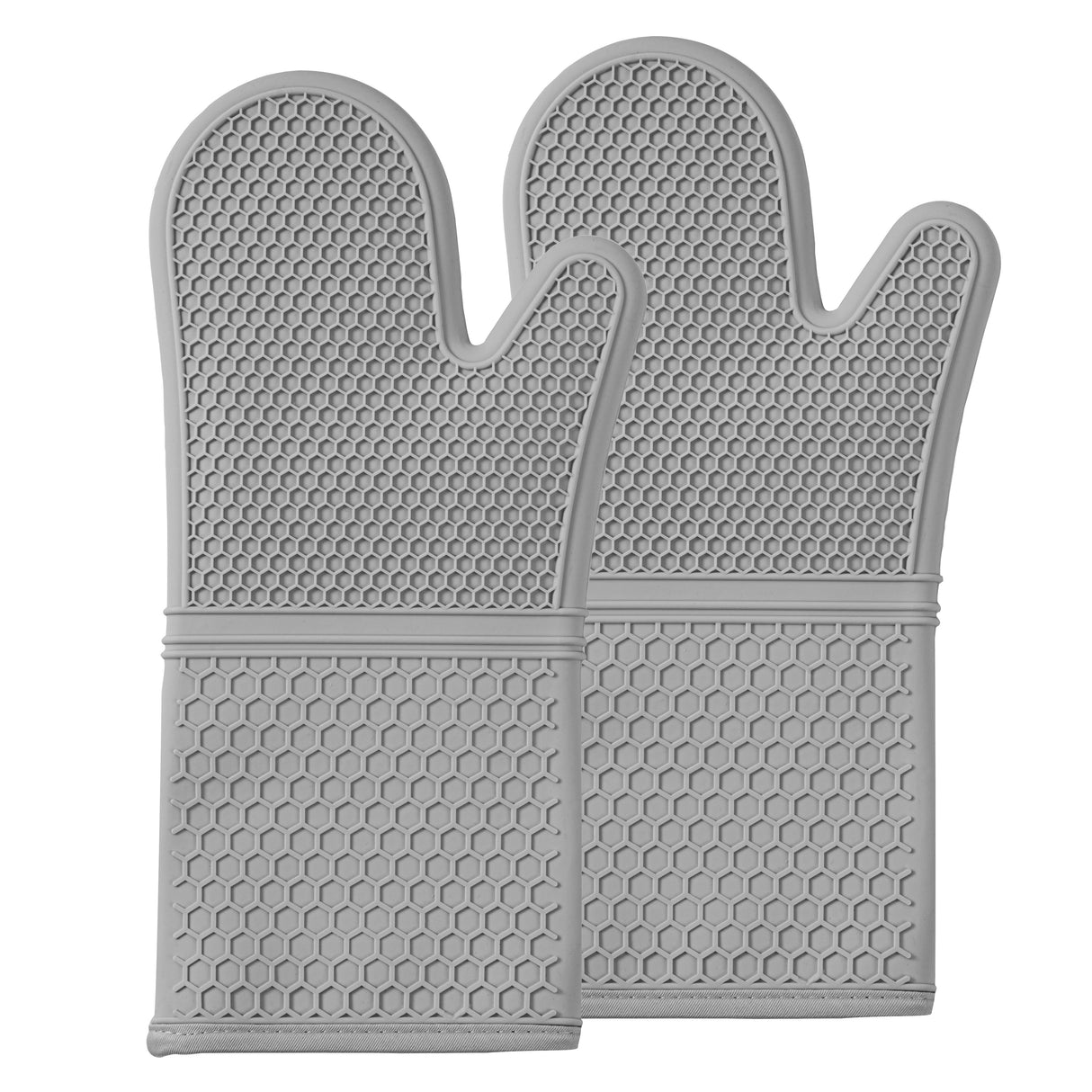 Mitt Set, Oven, Comfy Grip 2-Piece, Gray, Silicone, Heat-Resistant, 14 x 7.25 x 1.50 Inch,1 - 2 PIECE