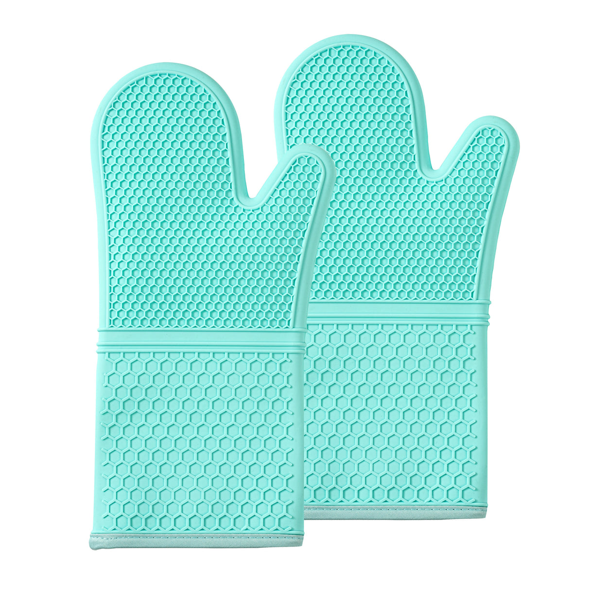 Mitt Set, Oven, Comfy Grip 2-Piece, Turquoise, Silicone, Heat-Resistant, 14 x 7.25 x 1.50 Inch,1 - 2 PIECE