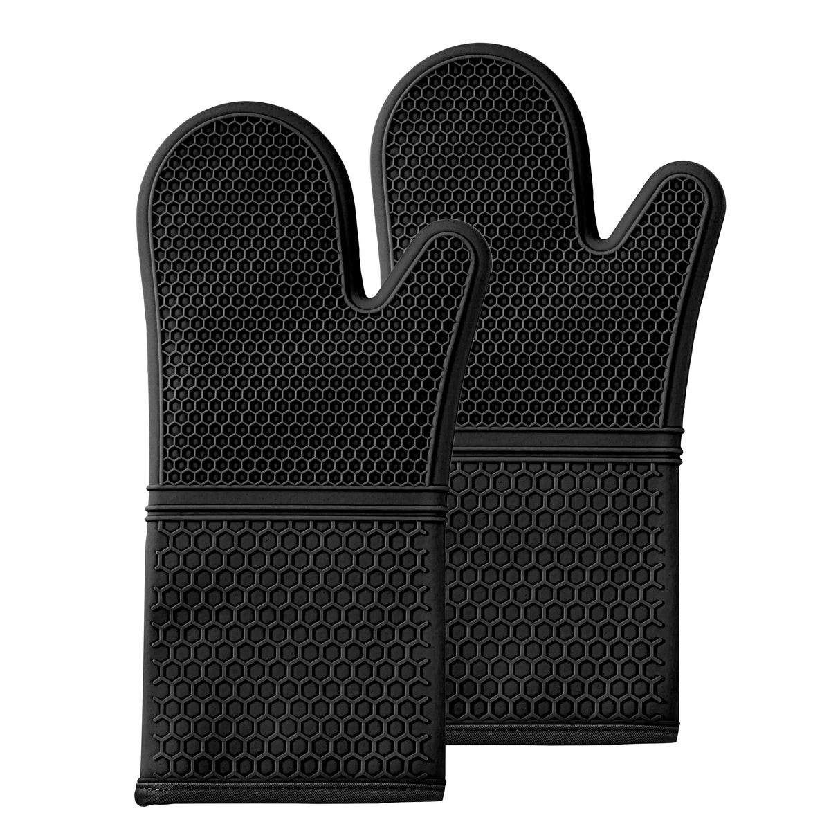 Mitt Set, Oven, Comfy Grip 2-Piece, Black, Silicone, Heat-Resistant, 14 x 7.25 x 1.50 Inch,1 - 2 PIECE