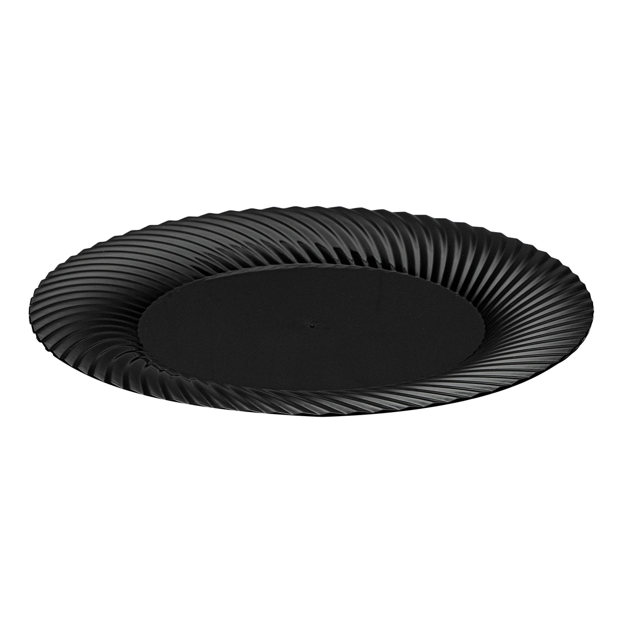 Plates, Moderna 7 x 7 x 0.50 Inch, Plastic, Black, Wave Textured Rim, Round,5 - 40 COUNT
