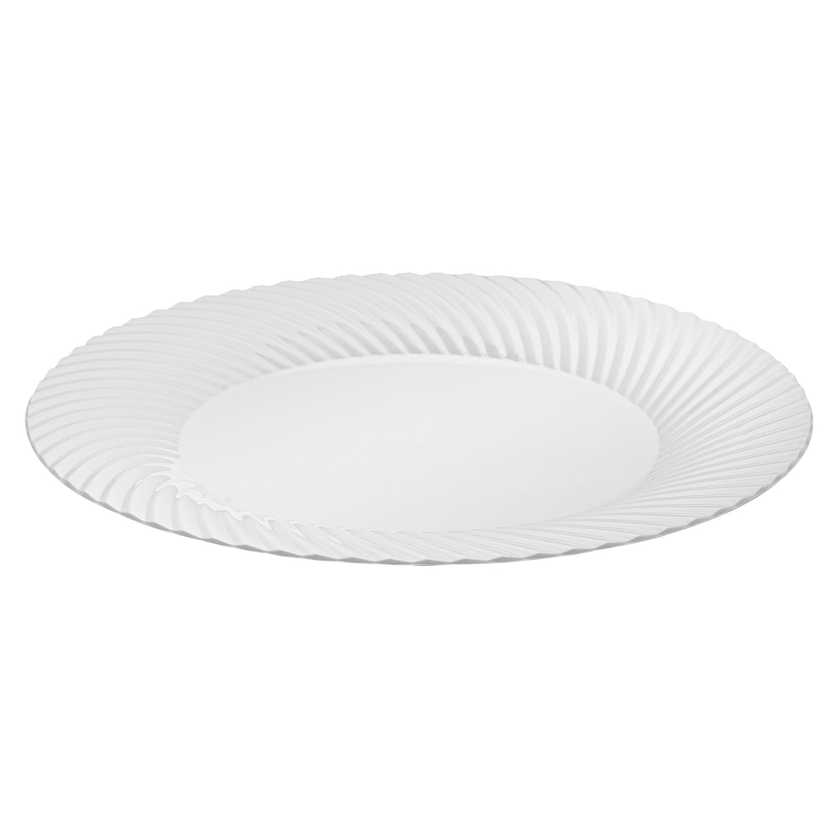 Plates, Moderna 7 x 7 x 0.50 Inch, Plastic, White, Wave Textured Rim, Round,5 - 40 COUNT