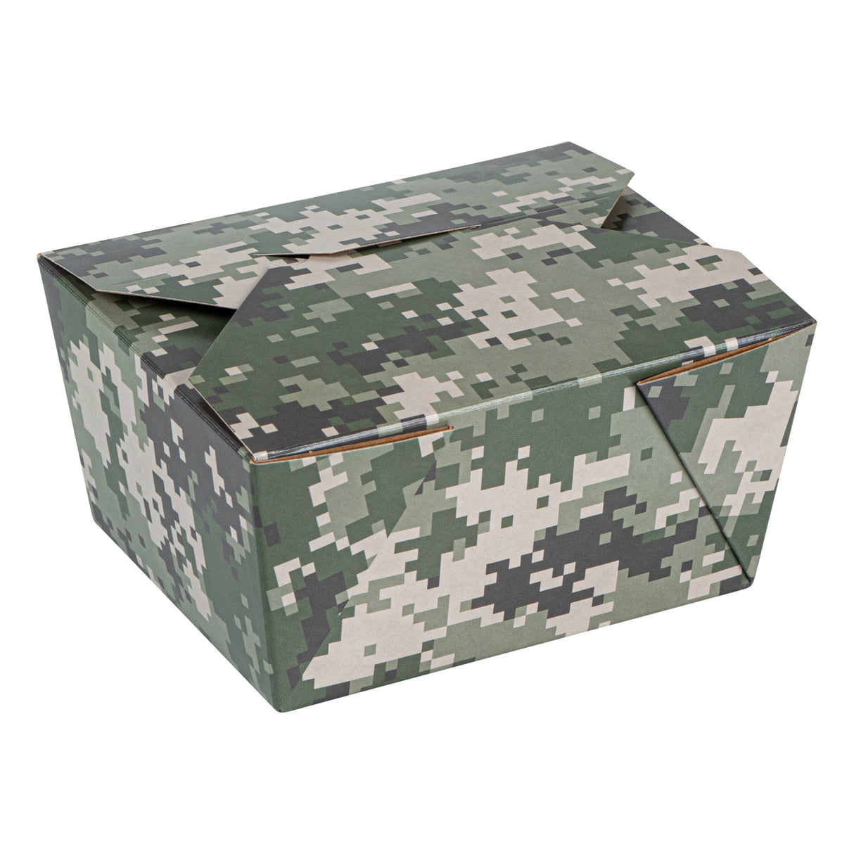 Containers, Take-Out, Bio Tek 30 Ounce, Paper, Camouflage, 5 x 4 x 2.50 Inch, #1, Rectangular,4 - 50 COUNT
