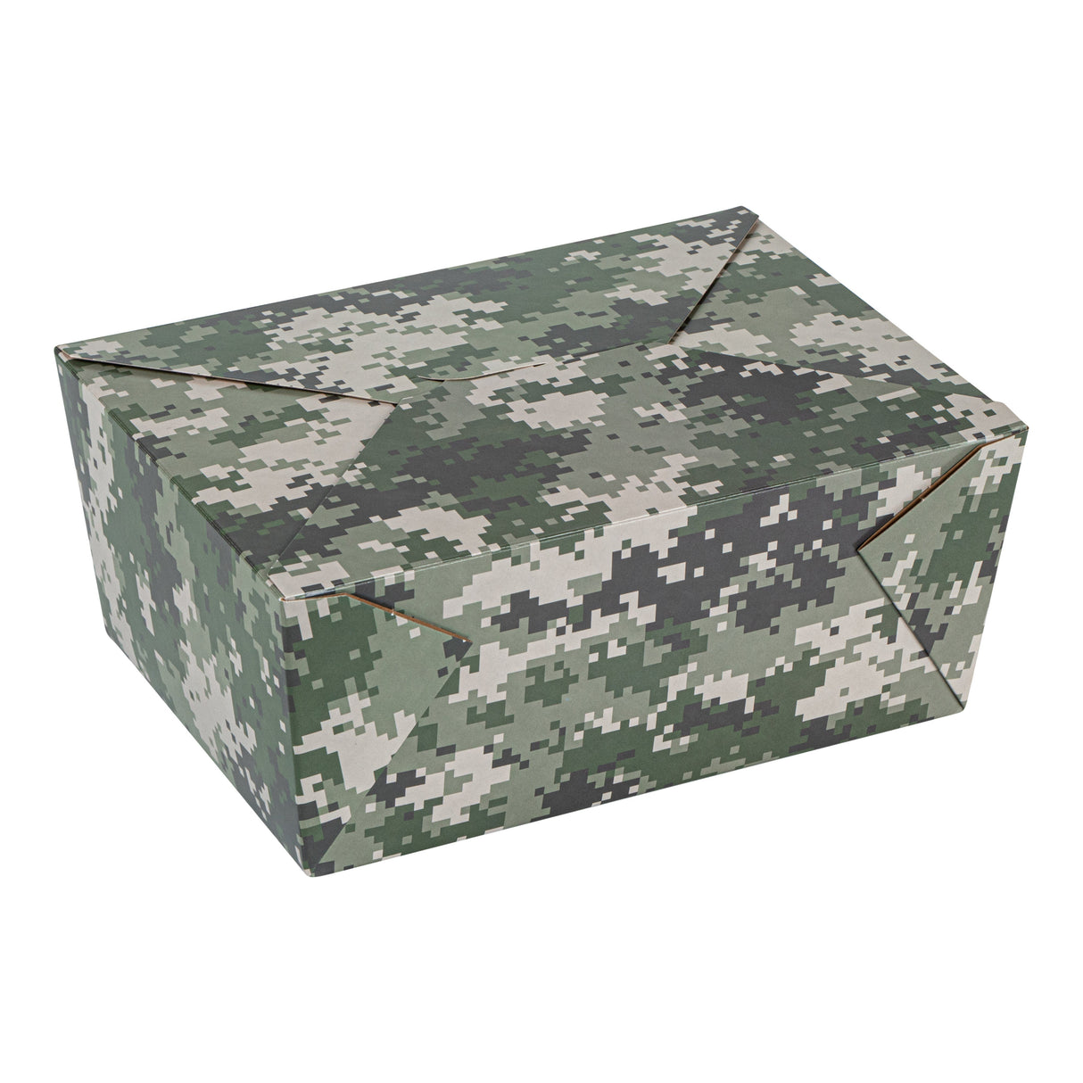 Containers, Take-Out, Bio Tek 98 Ounce, Paper, Camouflage, 8.50 x 6.25 x 3.50 Inch, #4,4 - 50 COUNT