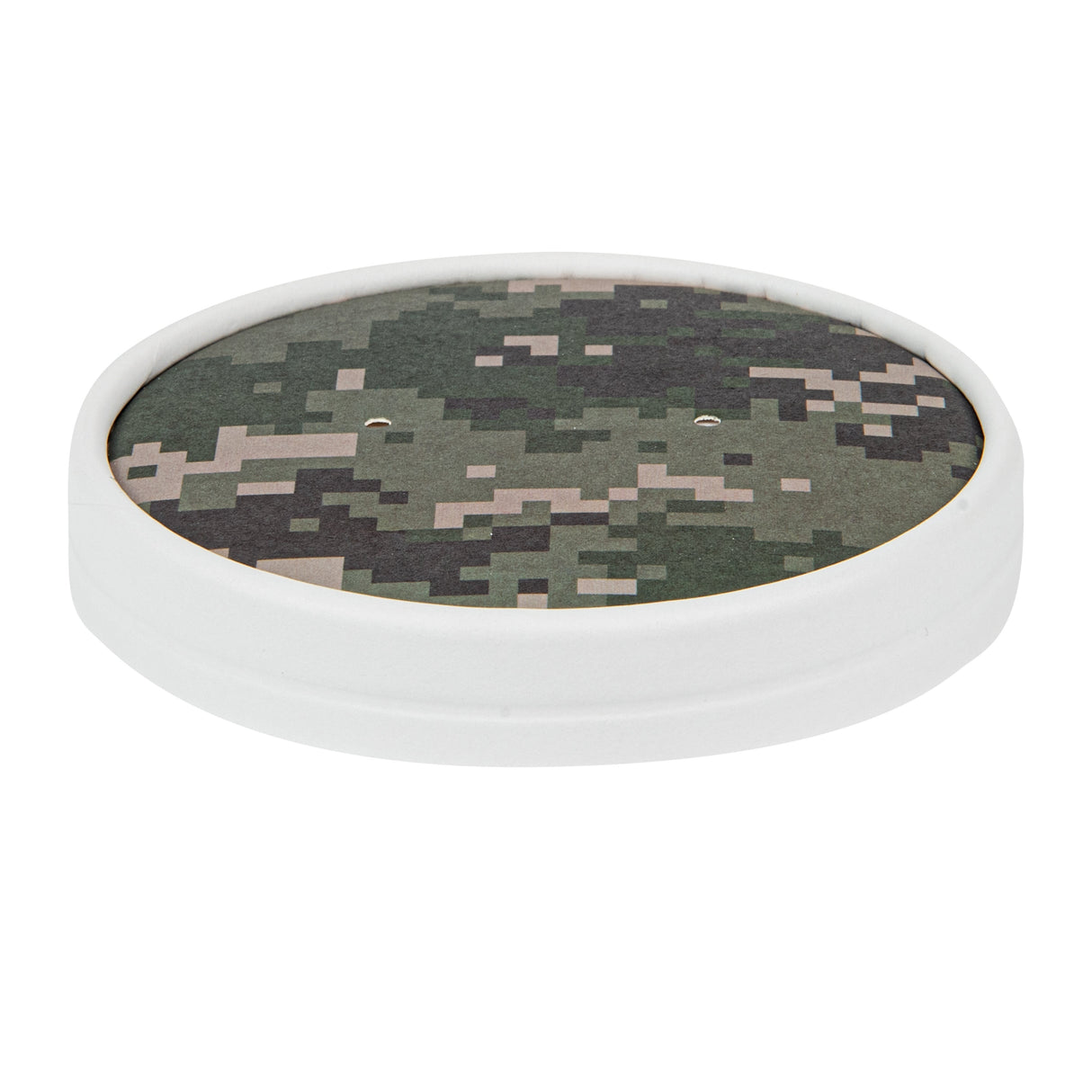 Lids, Flat, Bio Tek, Paper, Camouflage, Round, for 12 Ounce Soup Container,8 - 25 COUNT