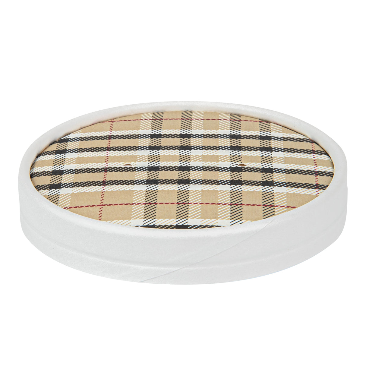 Lids, Flat, Bio Tek, Paper, Plaid, Round, for 12 Ounce Soup Container,8 - 25 COUNT