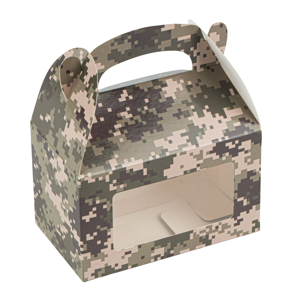 Boxes, Gable & Lunch, Bio Tek 6 x 3.50 x 3.50 Inch, Paper, Camouflage, with Window,4 - 25 COUNT