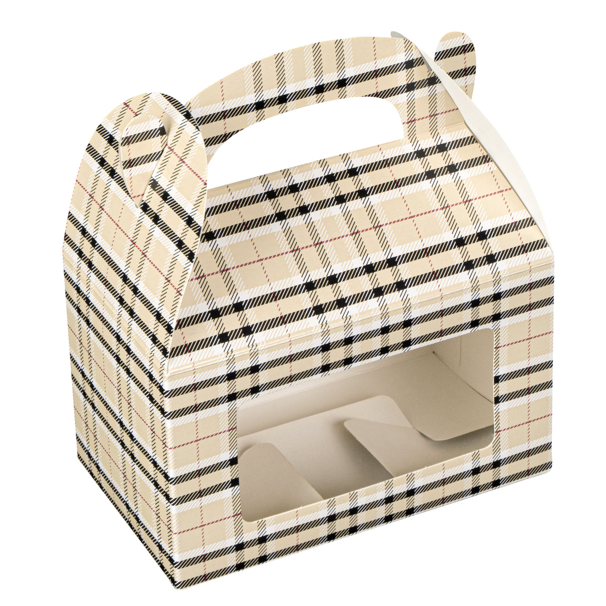 Boxes, Gable & Lunch, Bio Tek 6 x 3.50 x 3.50 Inch, Paper, Plaid, with Window,4 - 25 COUNT