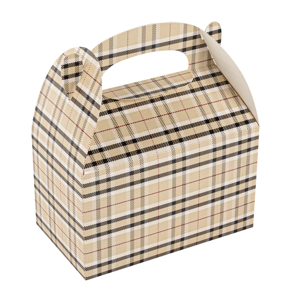Boxes, Gable & Lunch, Bio Tek 6 x 3.50 x 3.50 Inch, Paper, Plaid, Compostable,4 - 25 COUNT