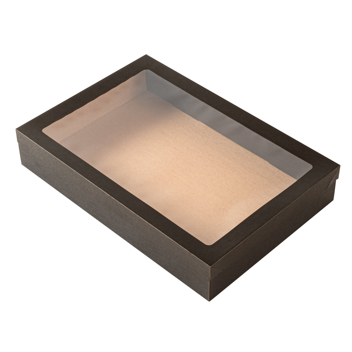 Boxes, Catering, Cater Tek 18 x 12.25 x 3.25 Inch, Paper, Black, Rectangular, with Window Lid,10 - 10 COUNT