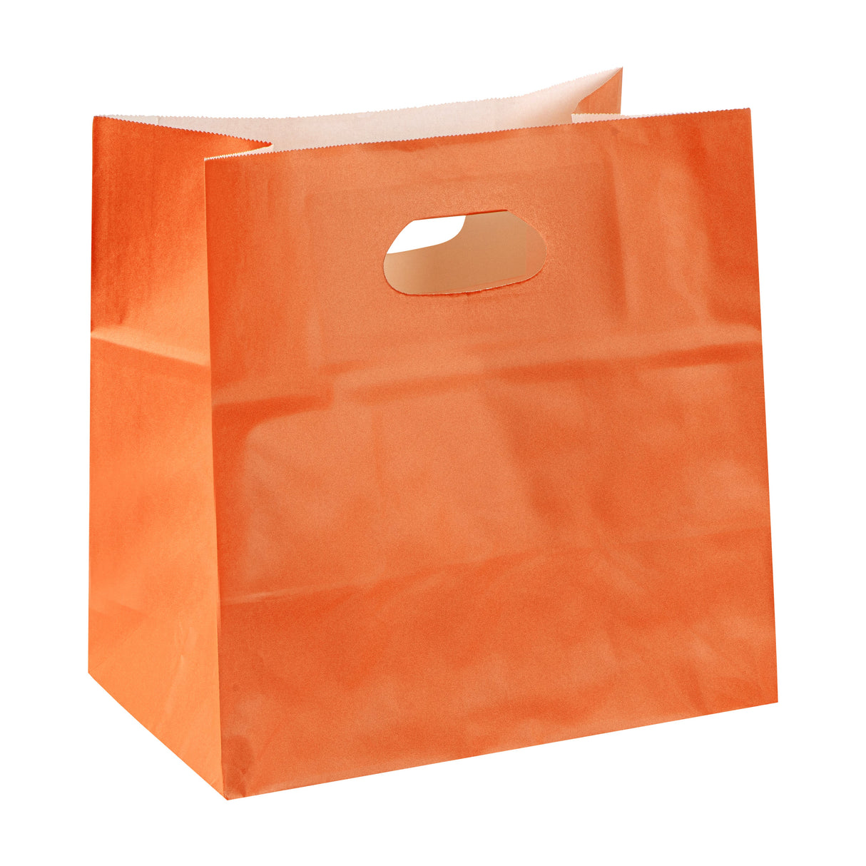 Bags, Take-Out, Bag Tek 11 x 7 x 11 Inch, Paper, Tangerine Orange, Rectangular, with Handles,100 - 1 EACH