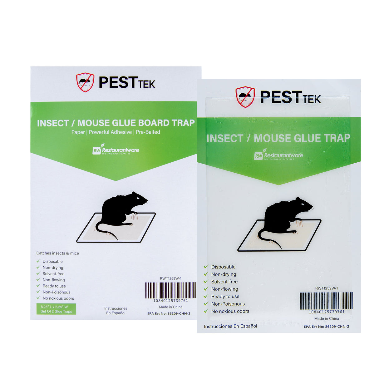 Mouse Traps, Insect, Pest Tek, Glue Board, Paper, 8.25 x 5.25 Inch,10 - 2 COUNT