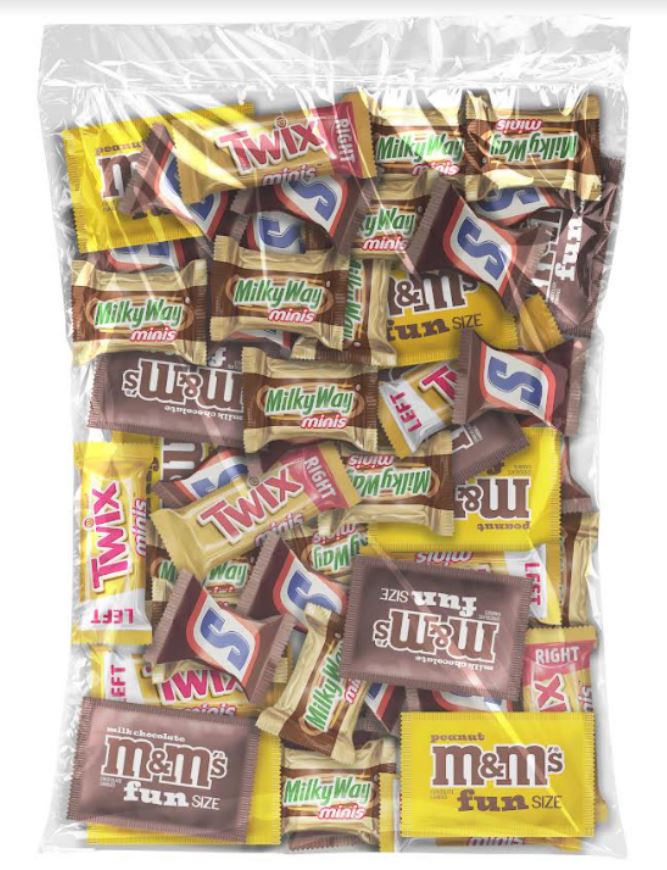 Candy Bars, Mini, Assorted, Individually-Wrapped,205 - 1 EACH