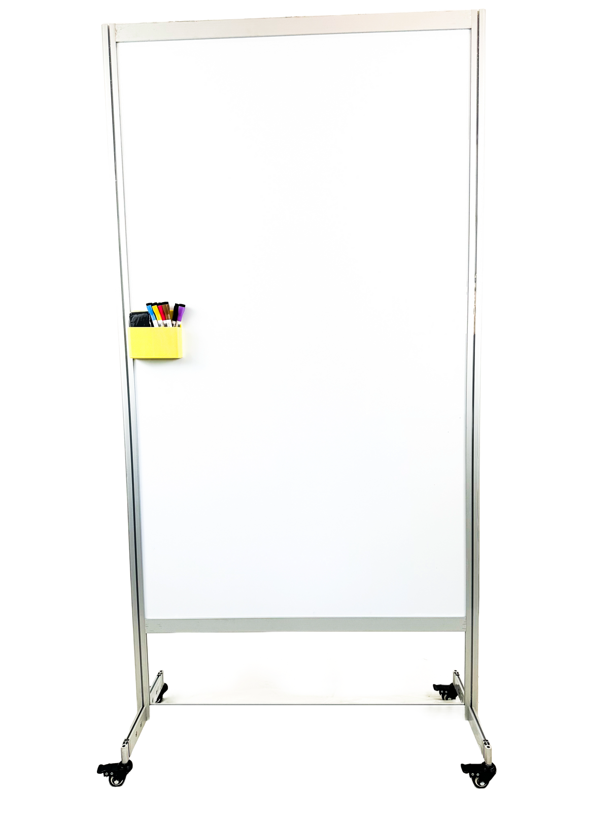 Whiteboard, Dry Erase, contains 4 Casters with Brakes, includes Markers/Eraser/Magnetic Tray,1 - 1 EACH