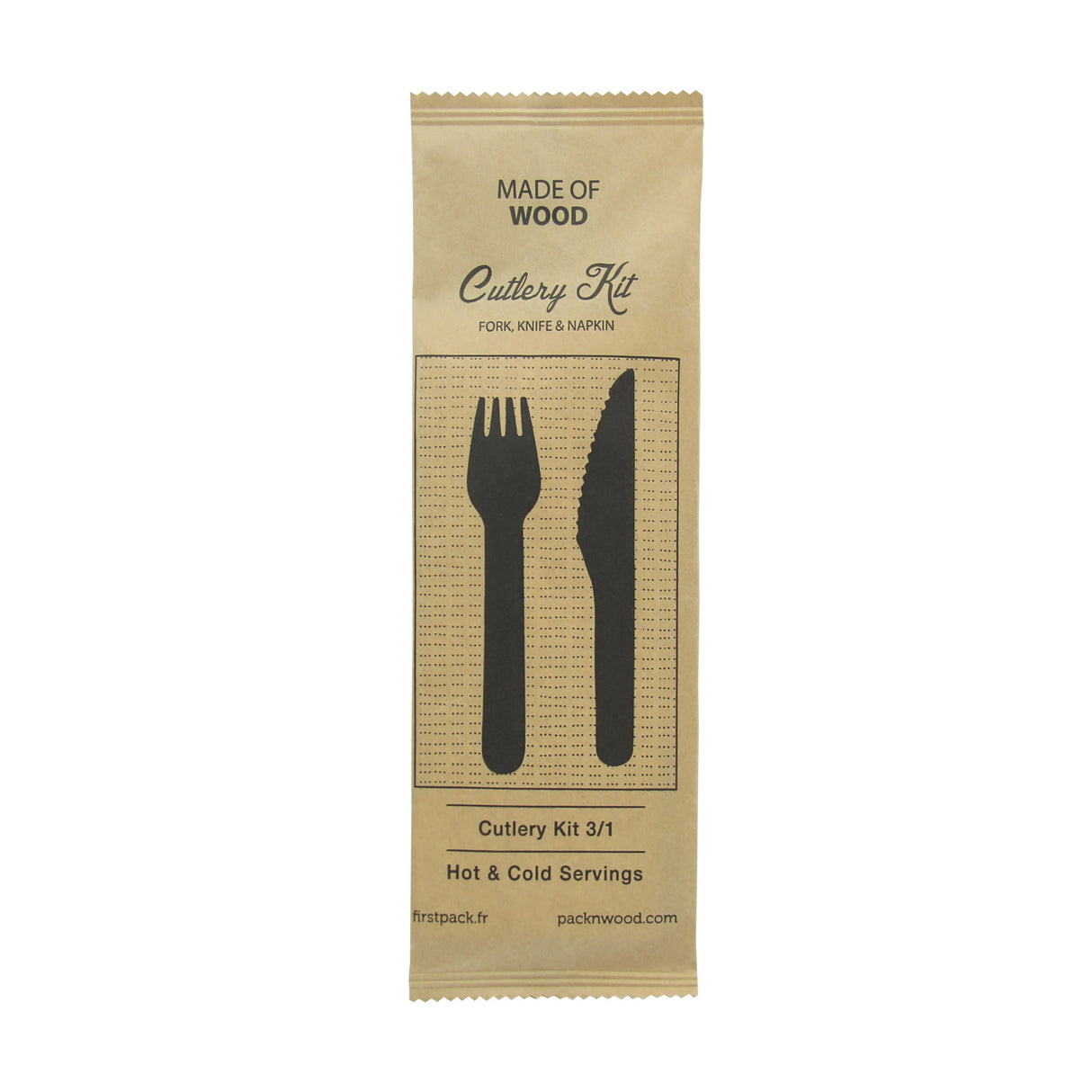 Cutlery Kits, Fork & Knife, 3-Piece, Wood, 6.20 Inch, includes Napkin,250 - 3 PIECE