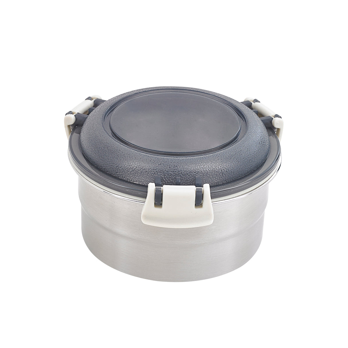 Box, Lunch, Noxbox 20 Ounce, Reusable, Round, Stainless Steel, 5.39 x 5.39 x 2.87 Inch, with Black Plastic Lid,12 - 1 EACH