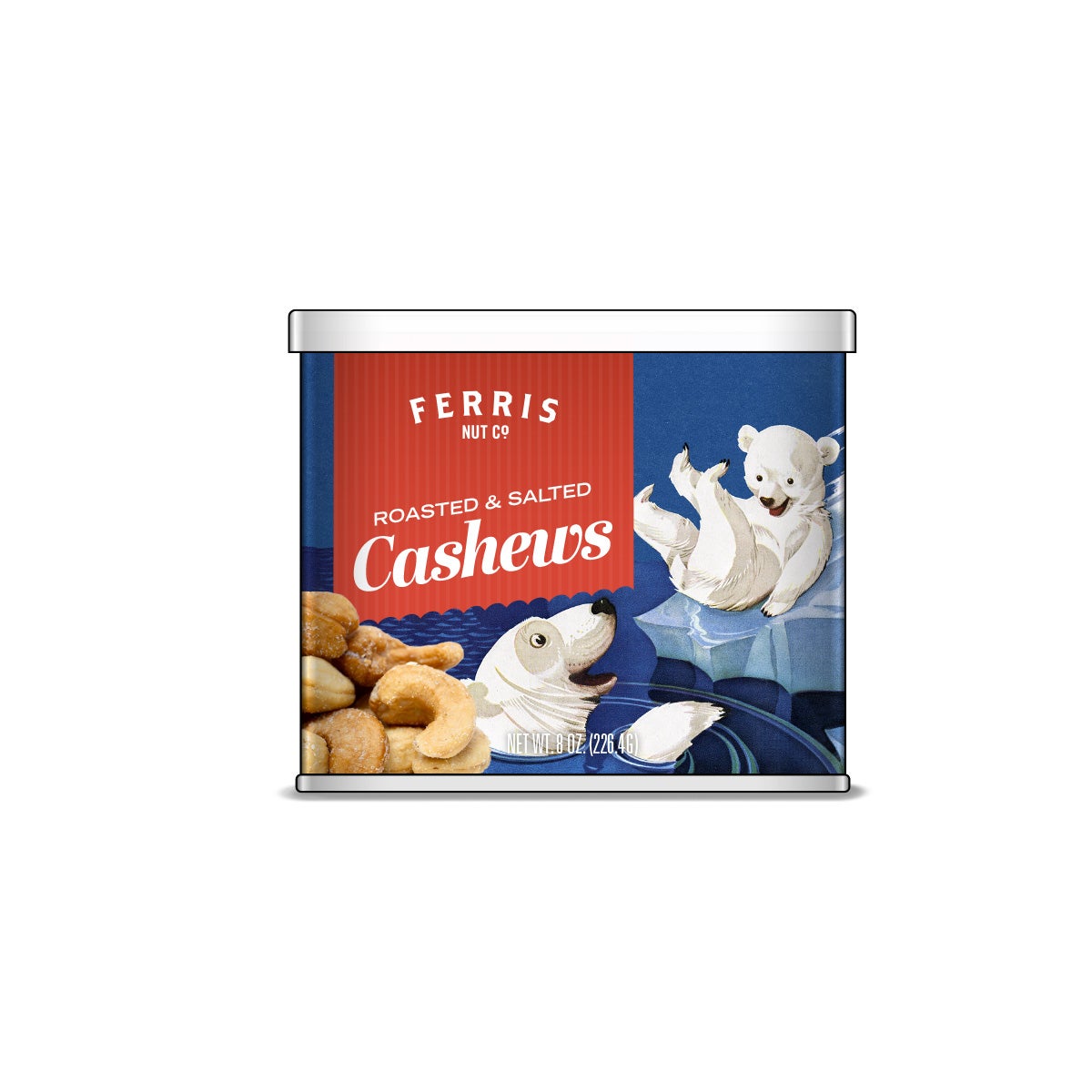 Cashews, Roasted & Salted, Can,12 - 8 OUNCE