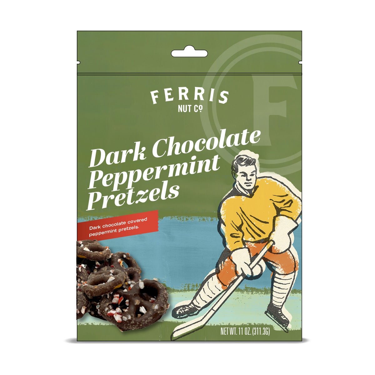 Pretzels, Dark Chocolate-Coated, Topped with Peppermint Candy,12 - 11 OUNCE