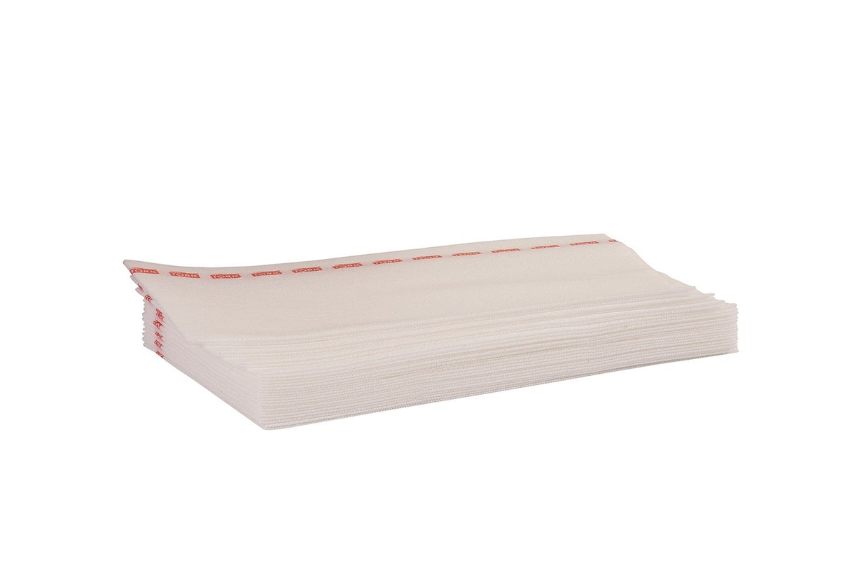 Wipers, Foodservice, Antimicrobial, White with Red Stripe, 13 x 24 Inch, Self-Dispensing Box,1 - 150 COUNT