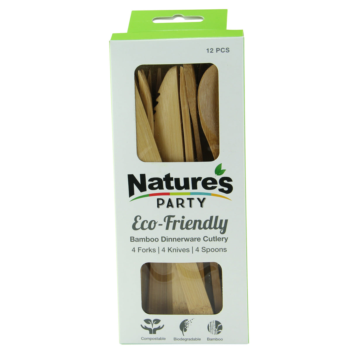 Cutlery Set, Fork/Knife/Spoon, Bamboo,12 - 12 COUNT