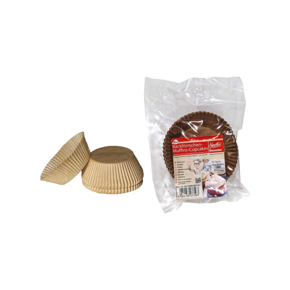 Cups, Baking, Paper, Brown, 1.97 x 0.98 Inch,10 - 60 COUNT
