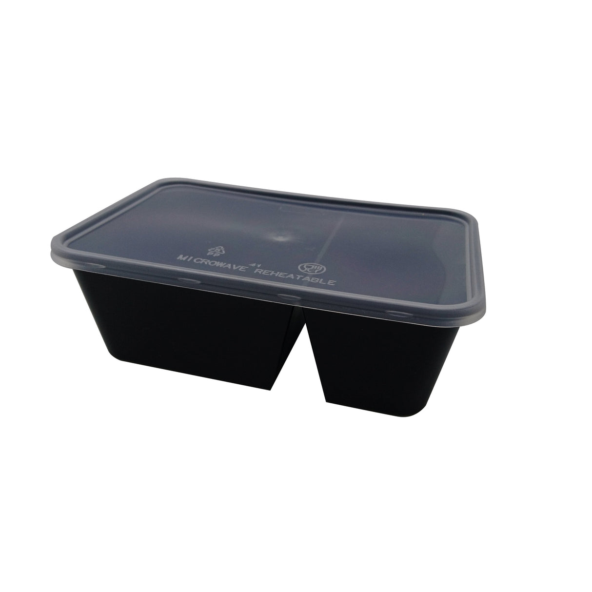 Boxes, 2-Compartment, 25 Ounce, Plastic, Black, Rectangular, 6.90 x 4.70 x 2.40 Inch, with Transparent Lid,5 - 50 COUNT