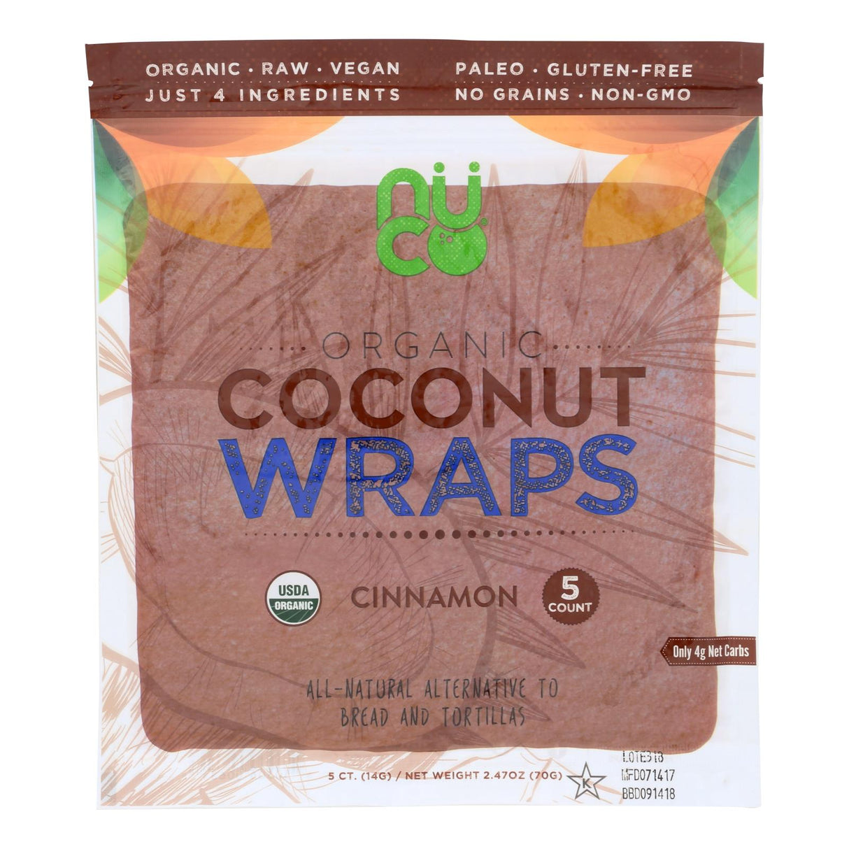 Wraps, Coconut, Cinnamon, 0.5 Ounce,12 - 5 COUNT