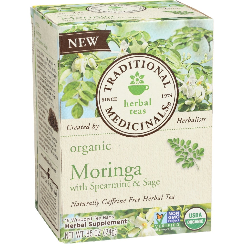 Tea, Moringa, with Spearmint & Sage, Individually Wrapped with String, Organic,6 - 16 COUNT