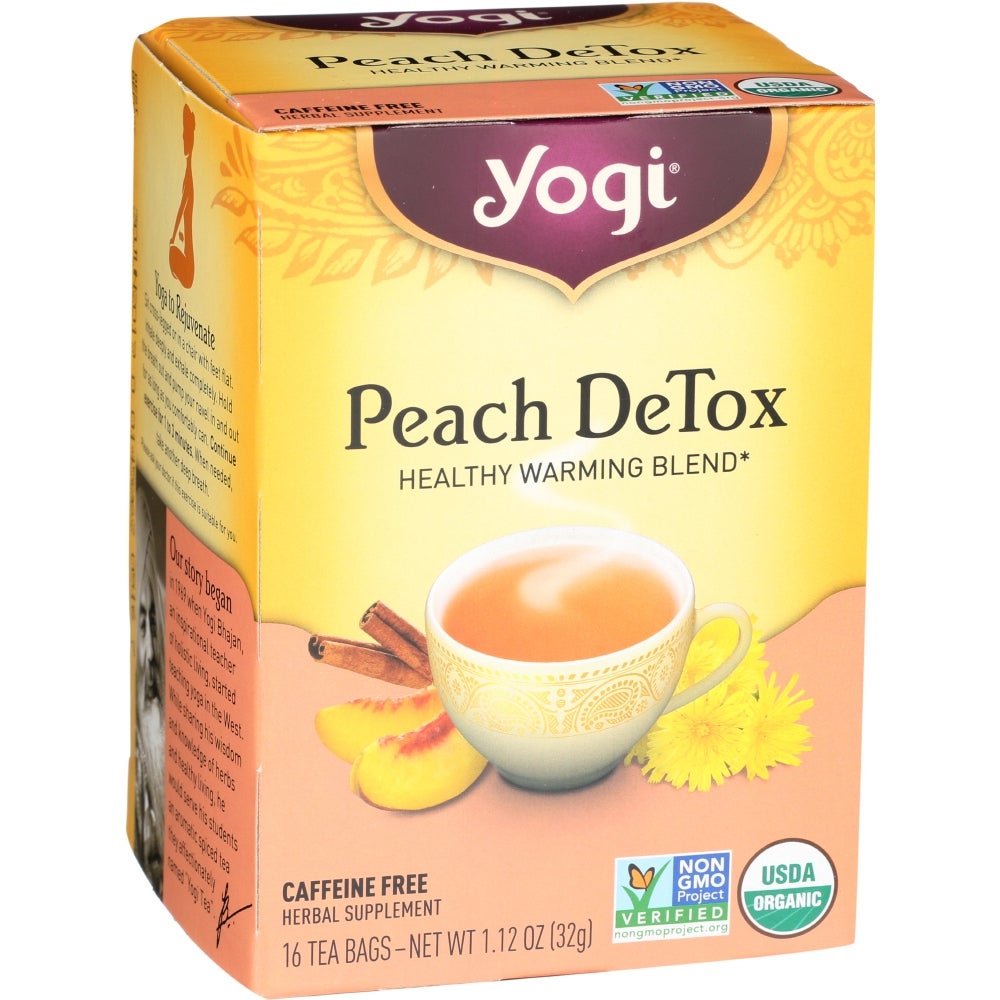 Tea, Peach, Detox, Individually Wrapped with String, 1.12 Ounce,6 - 16 COUNT