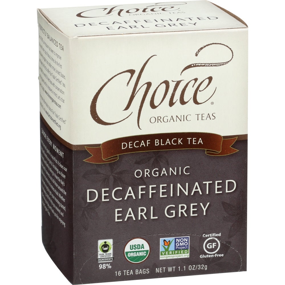 Tea, Black, Earl Grey, Decaffeinated, Individually Wrapped with String, 1.1 Ounce,6 - 16 COUNT