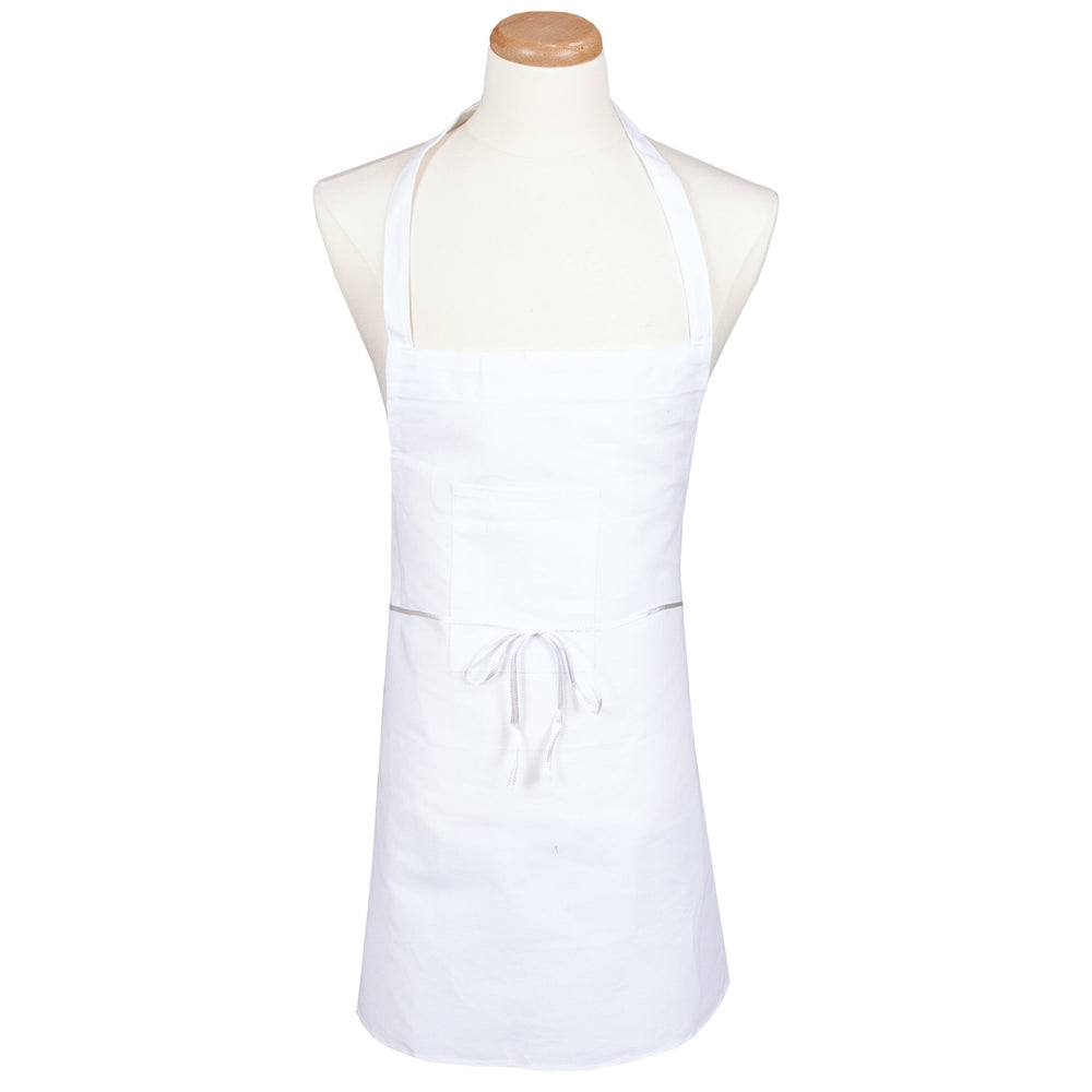 Apron, Bib, White, One Size, Poly/Cotton Blend,1 - 1 EACH
