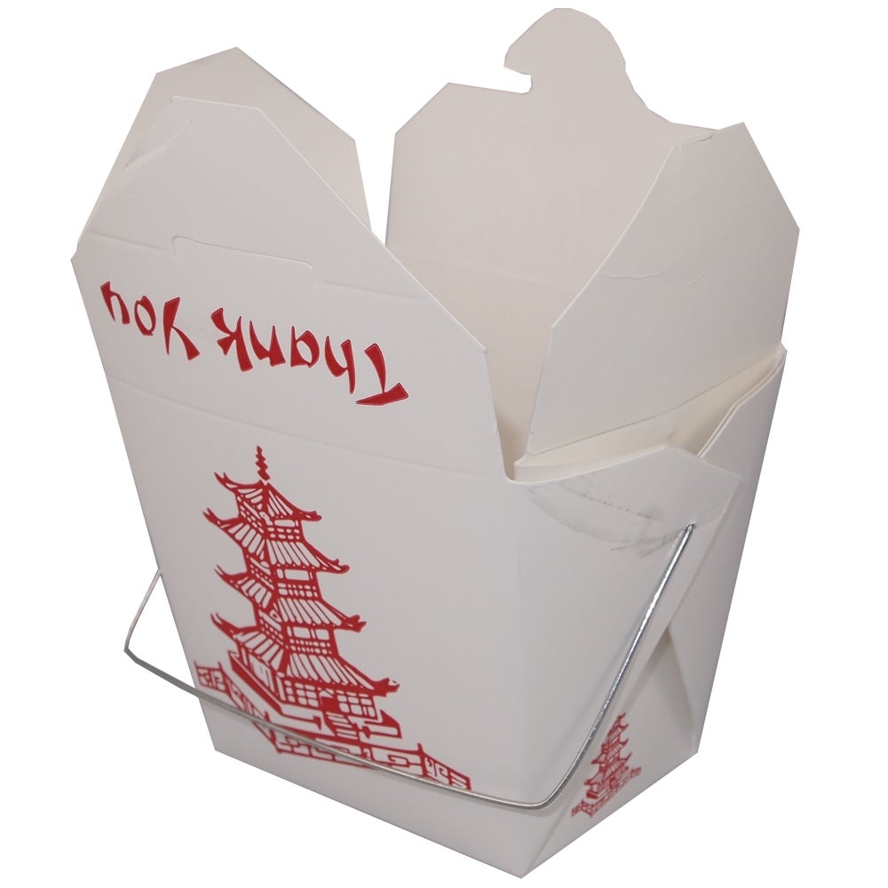 Pails, Food, #16, Paper, White Pagoda Print, Western Fold, with Wire Handle,10 - 50 COUNT