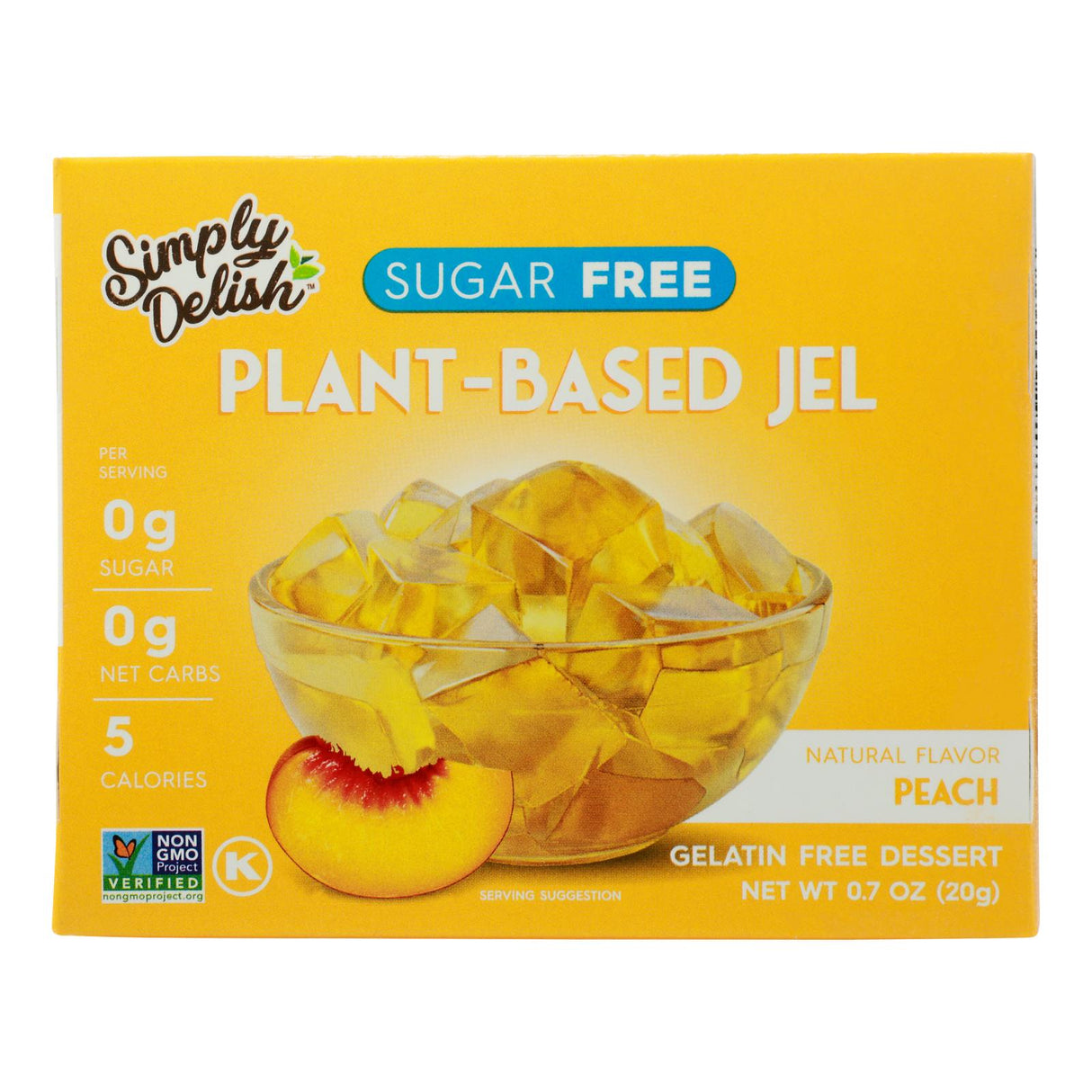 Gelatin Mix, Peach, Plant-Based, Sugar-Free,6 - 0.7 OUNCE