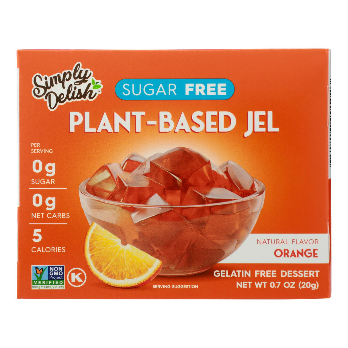 Gelatin Mix, Orange, Plant-Based, Sugar-Free,6 - 0.7 OUNCE