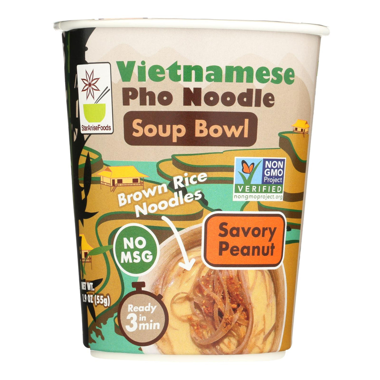 Soup, Pho Noodle, Savory Peanut, contains Brown Rice Noodles, Cup,6 - 1.9 OUNCE