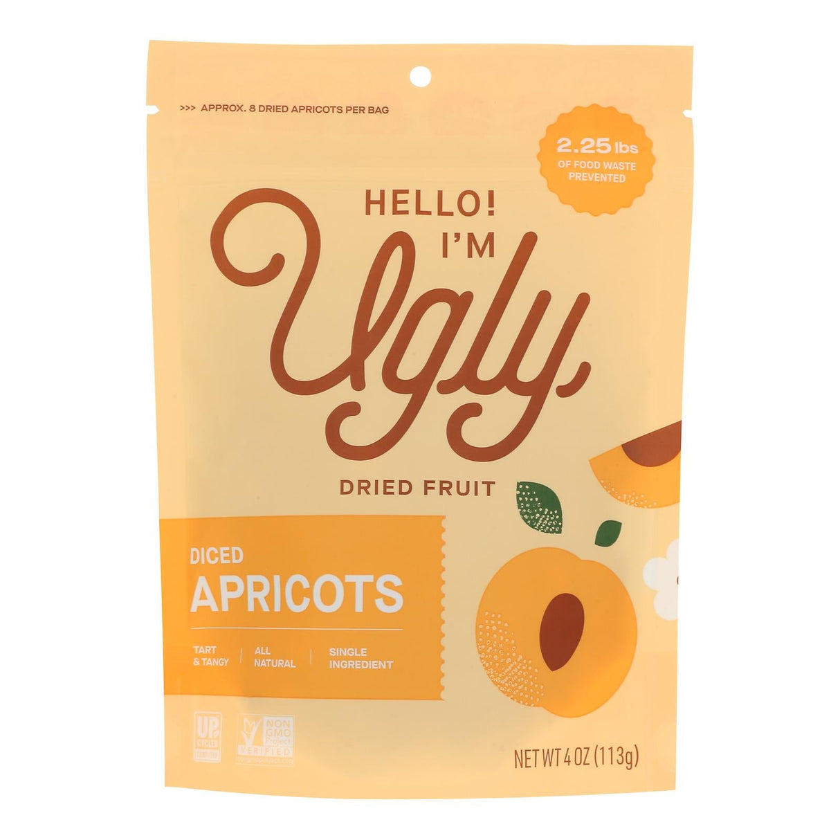 Apricots, Diced, Dried, Resealable Bag,12 - 4 OUNCE
