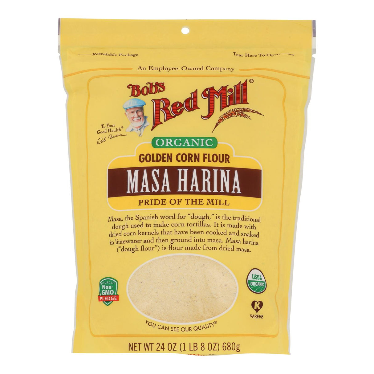 Flour, Corn, Masa Harina, Resealable Package,4 - 24 OUNCE