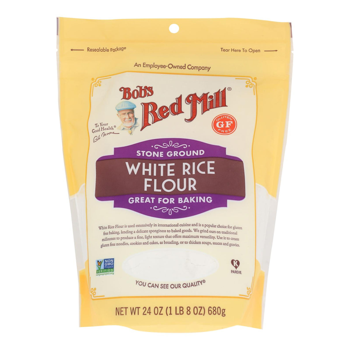 Flour, White Rice, Resealable Package,4 - 24 OUNCE