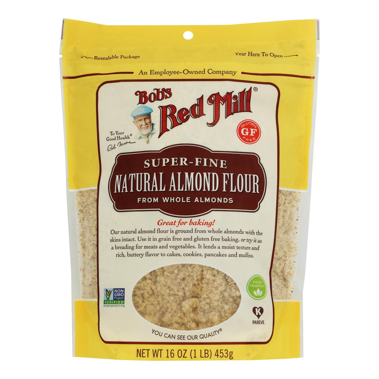 Flour, Almond, Super-Fine, Natural, Resealable Package,4 - 16 OUNCE