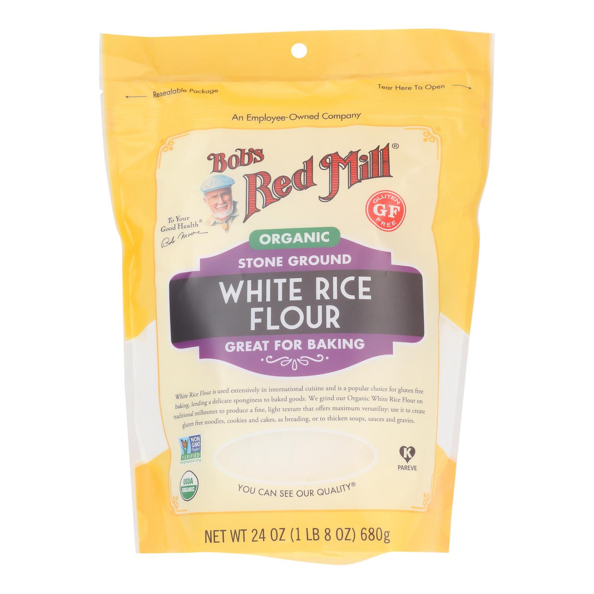 Flour, White Rice, Resealable Package,4 - 24 OUNCE