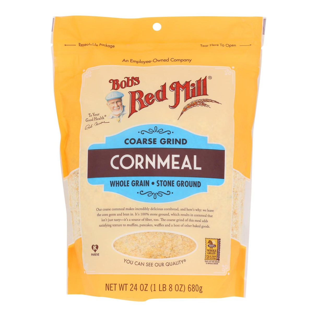Corn Meal, Coarse Ground, Resealable Package,4 - 24 OUNCE