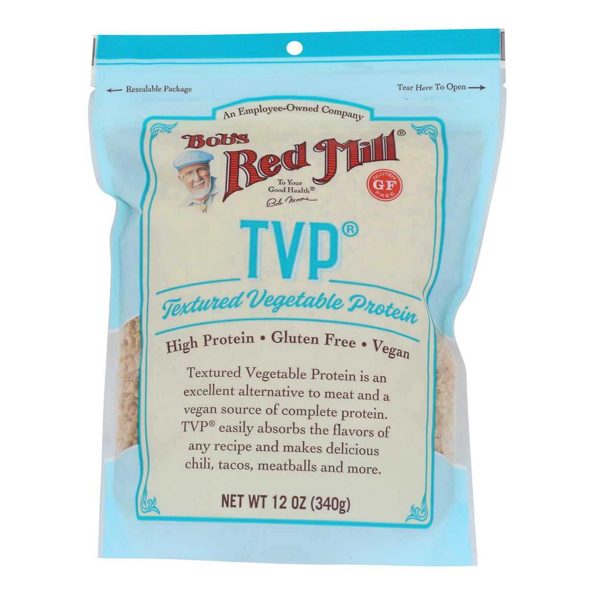 Texturized Vegetable Protein, Shelf-Stable, Resealable Package,4 - 12 OUNCE