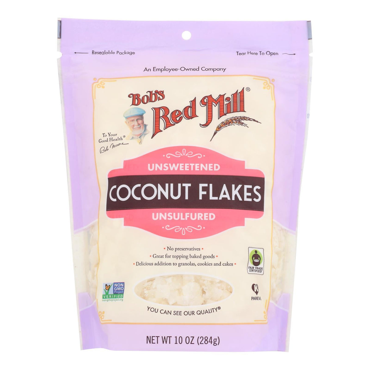 Coconut Flakes, Unsweetened, Unsulphured, Resealable Bag,4 - 10 OUNCE