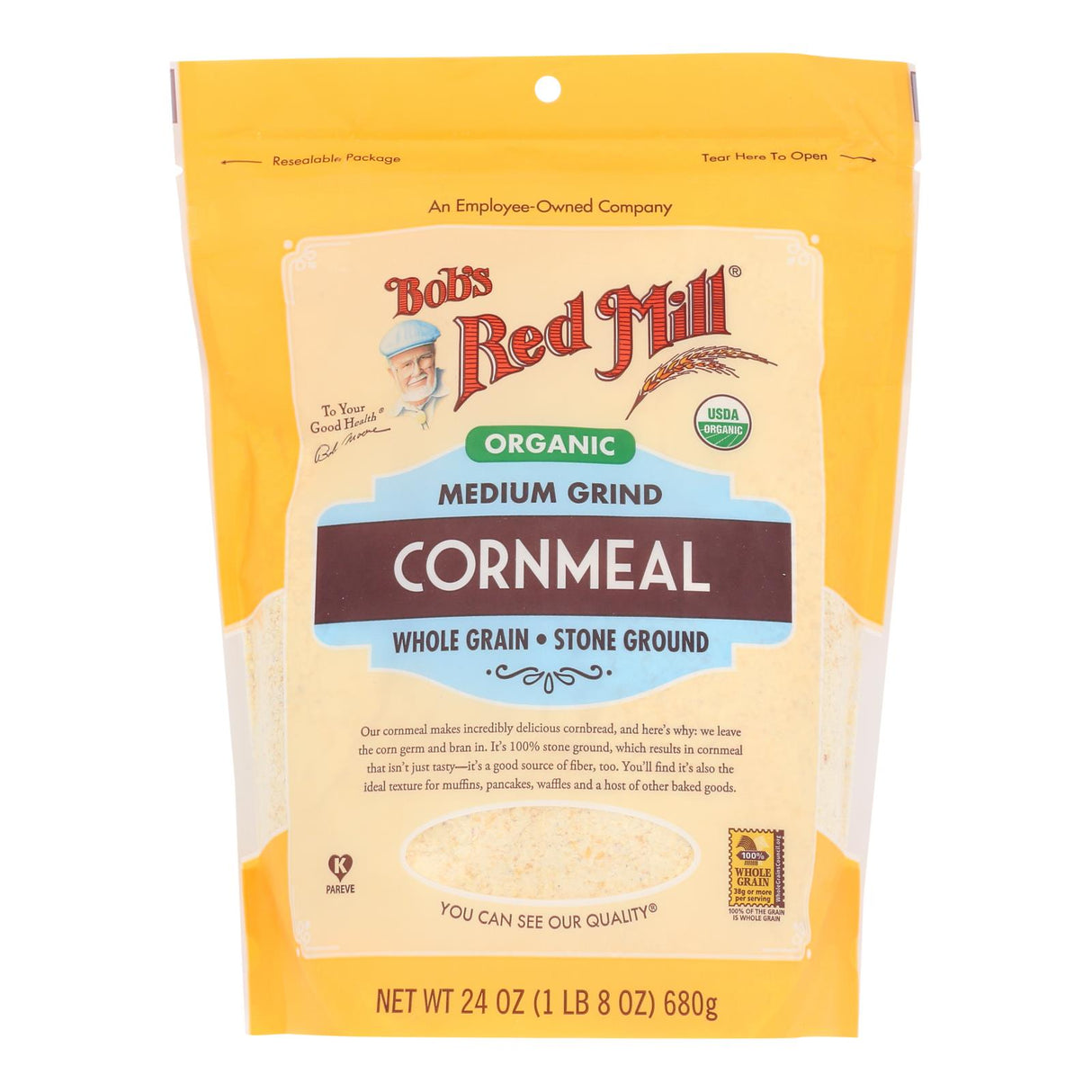 Corn Meal, Medium Ground, Resealable Package,4 - 24 OUNCE